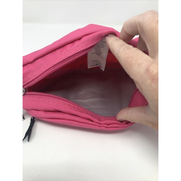 Jansport Neon Pink Canvas Full Zip Fanny Pack Adjustable Waist 2 Pocket Y2K 90s - Picture 8 of 9